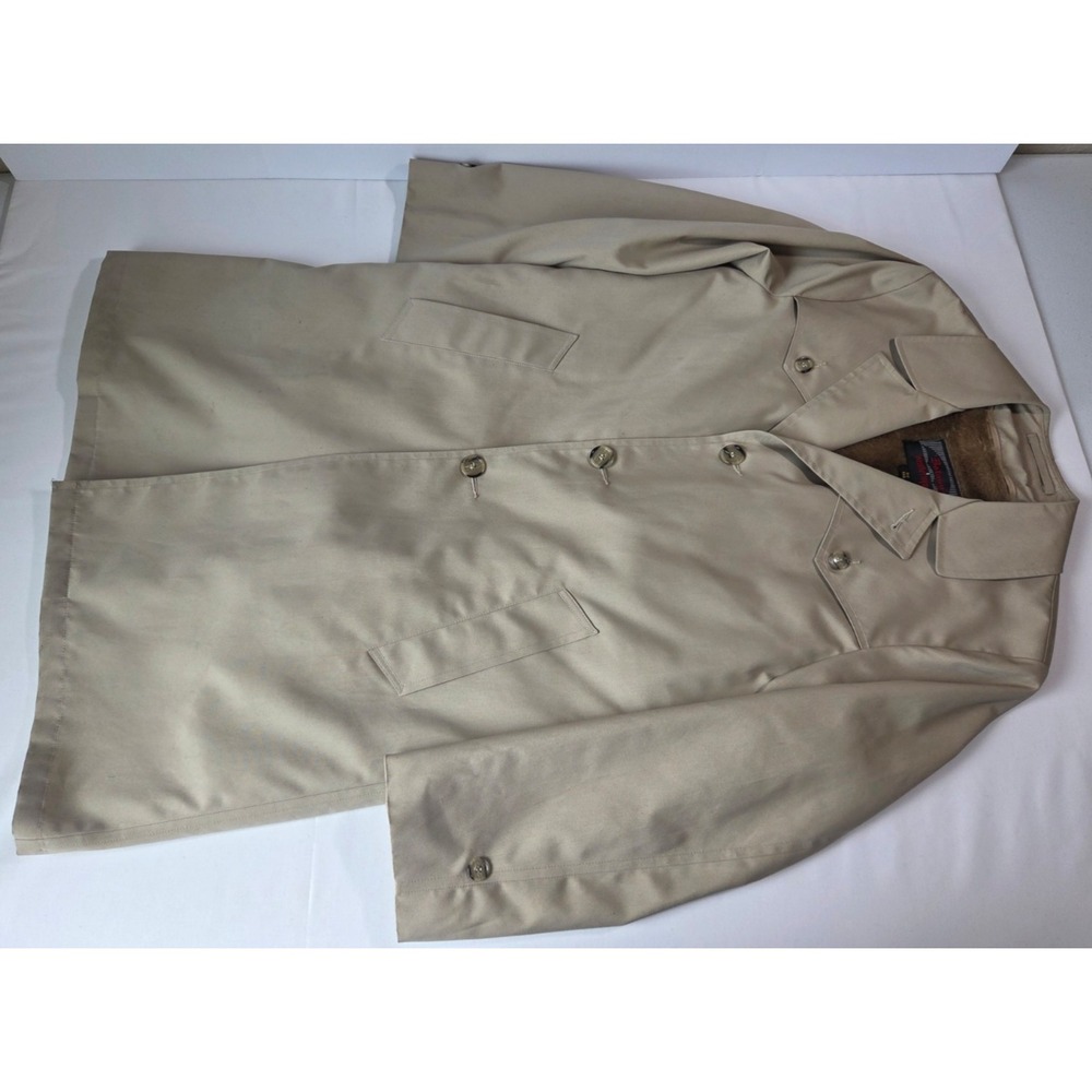 Vintage Botany Jacket Mens Medium 38 Reg Beige Fur Lined Trench Coat